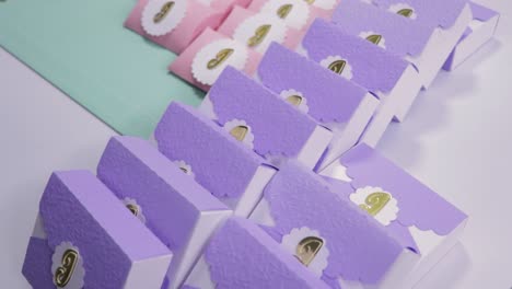 diy pastel purple and pink gift boxes