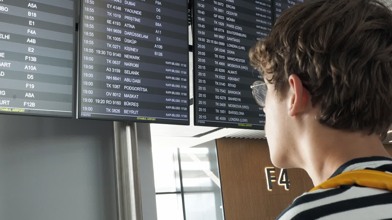 Person looking at flight information display at the airport