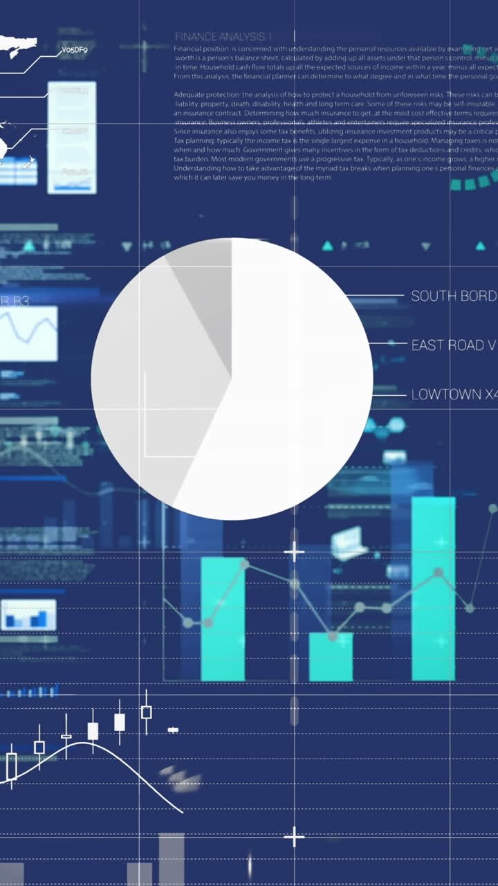 Animation of data processing over navy background