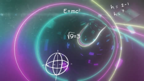equazioni matematiche che galleggiano contro un tunnel luminoso