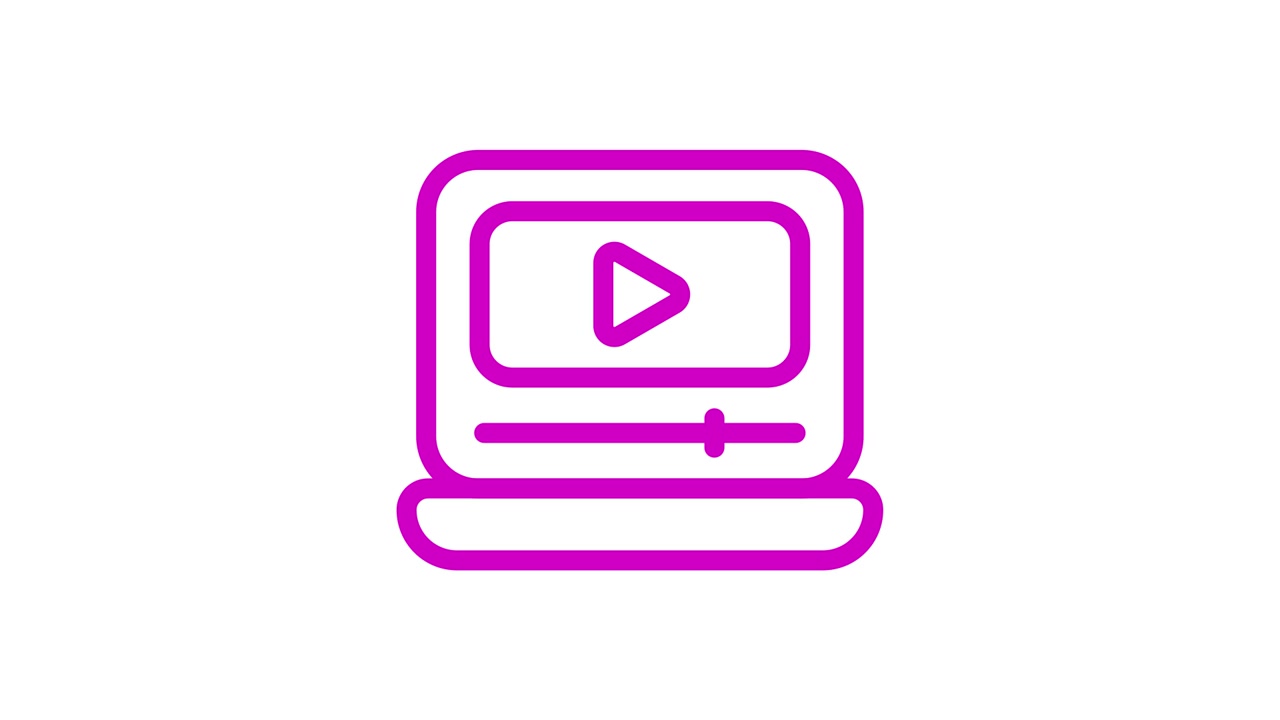 Animated Video Player Icon on Computer Monitor