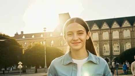 young woman on college campus