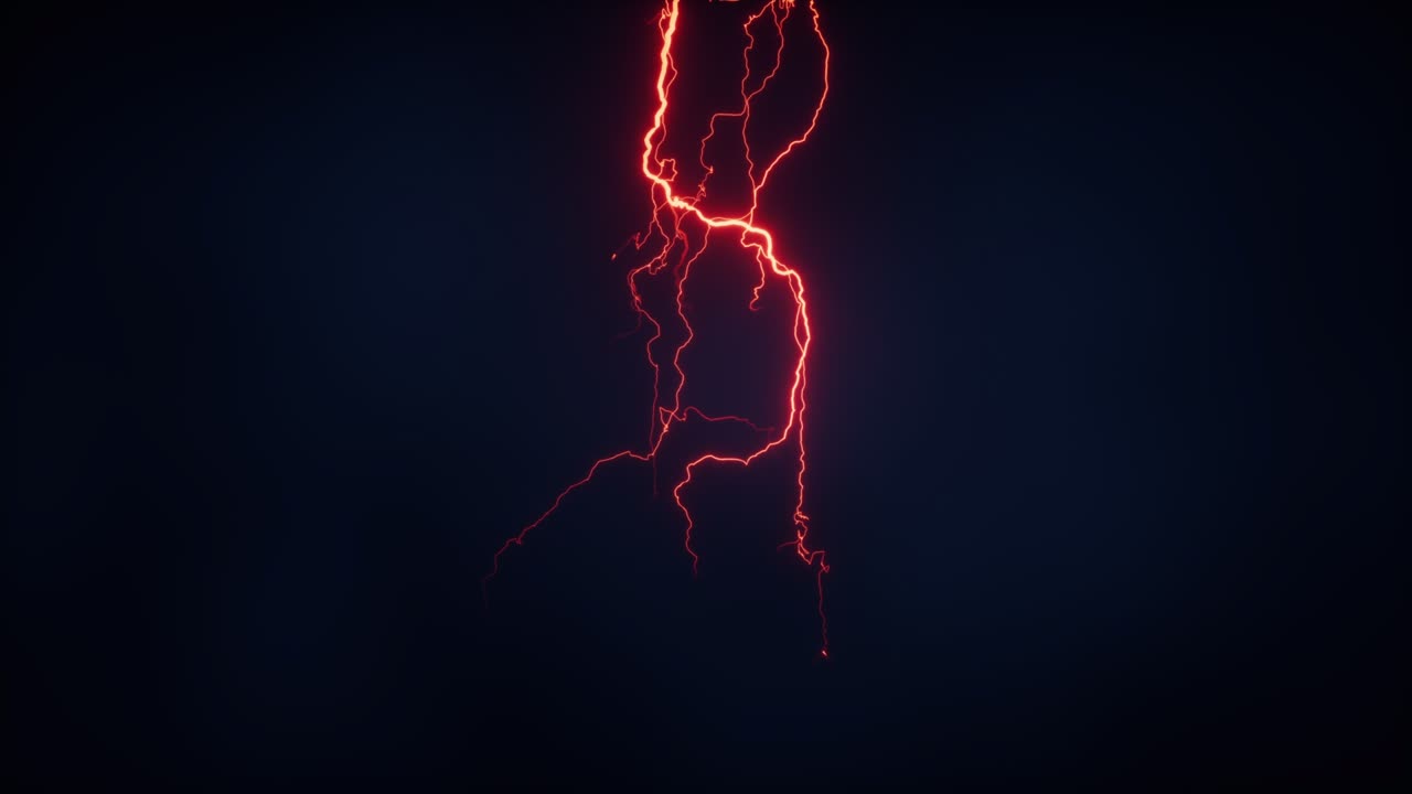 Red lightning with dark background, 3d rendering.