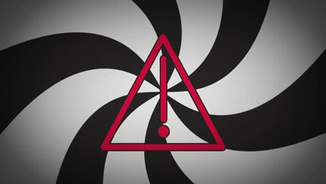 animación de una espiral de líneas blancas y negras sobre la señal de advertencia