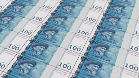 100 kyrgyzstani som banknotes printed by a money press