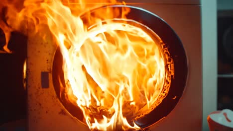 a close up of a fire burning in a stove top oven