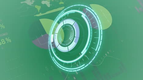 Animation-of-processing-circle-over-graphs-on-green-background
