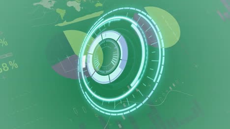 animación del círculo de procesamiento sobre gráficos en fondo verde