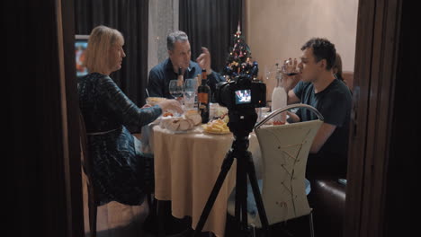 making footage of family christmas dinner