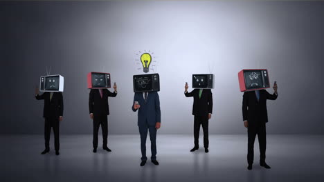 businessmen with tv on his head