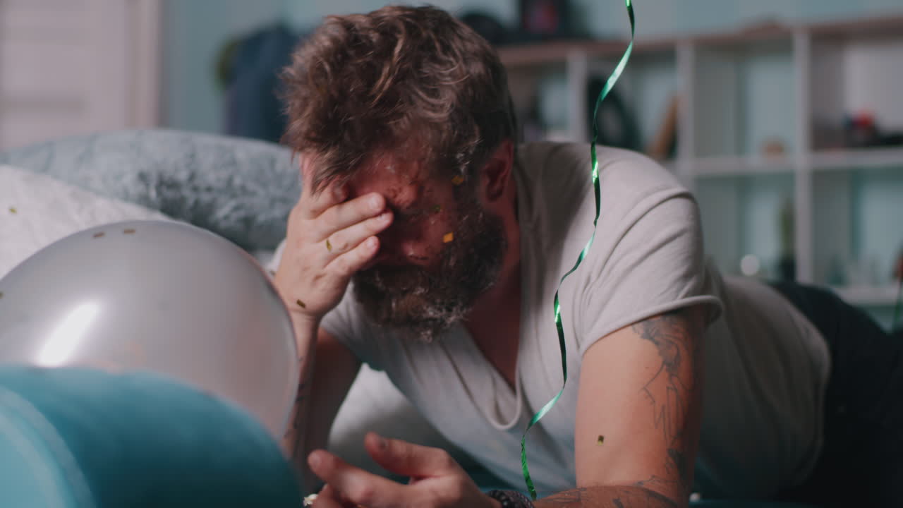 Man Exhausted After a Party