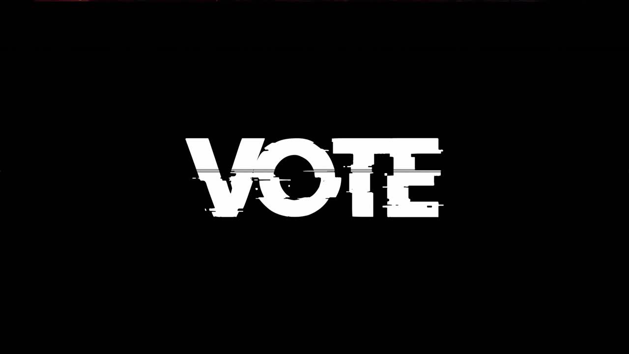 testo di voto glitch sullo sfondo nero