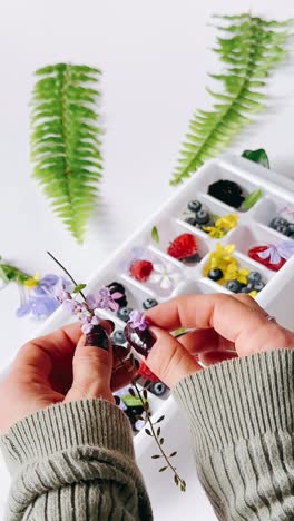 making fruity and floral ice cubes