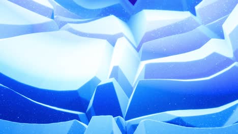 ondas abstractas de material mate azul suave con brillo interno ligero y brillos en la superficie de morphing. superficie geométrica abstracta como el paisaje o el terreno, extrudir o desplazar el ruido 3d. bucle 4k