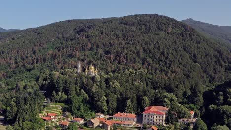 shipka memorial church amid dense forest in the balkan mountains bulgaria