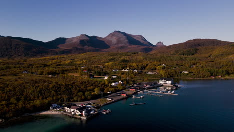 Beautiful-Scenery-Of-The-Coastal-Island-Of-Senja-In-Norway---aerial-shot