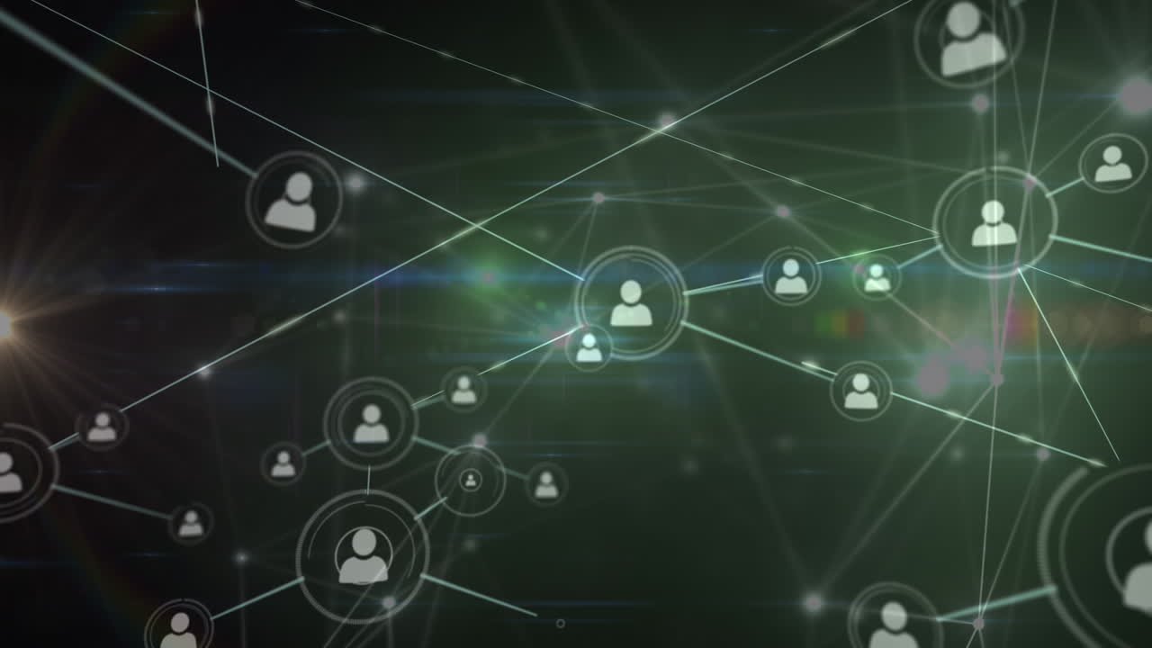 animación de conexiones sobre luces y fondo negro