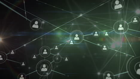 animation von verbindungen über lichter und schwarzen hintergrund