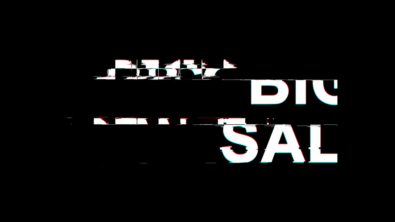 큰 판매 오류 효과 텍스트 디지털 tv 왜곡 4k 루프 애니메이션