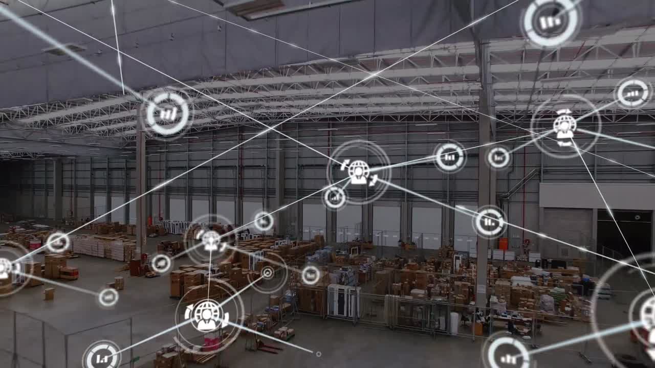 Animazione di rete di connessioni su magazzino