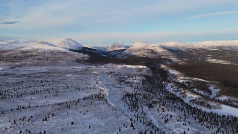 a mesmerizing aerial panorama over fish lake, whitehorse, yukon, featuring the vast snow-covered terrain, frozen lake, and majestic mountains bathed in the soft light of winter.