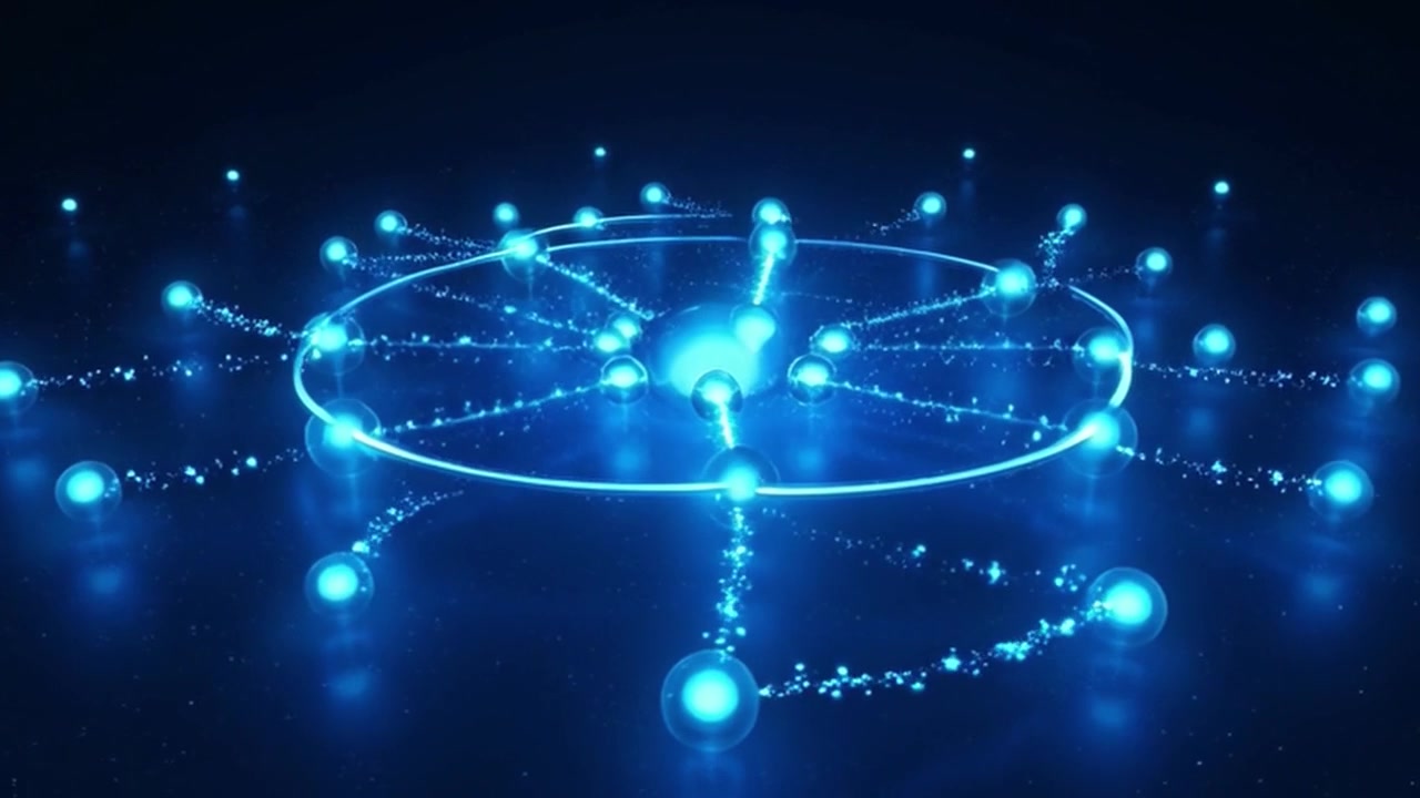 Abstract Digital Network Connection with Glowing Blue Spheres