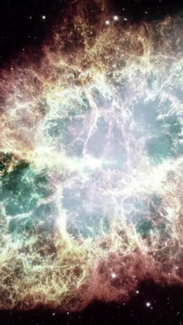 vertical shot of a star collapsing in on itself and then exploding in supernova to create the crab nebula