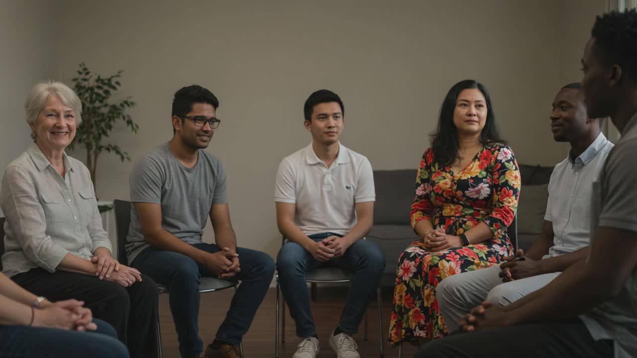 A Diverse Group Engages in Meaningful Conversation During a Collaborative Session, Fostering Understanding and Connection Among Participants in a Warm Environment