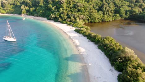 Aerial-drone-view-of-erimitis-beach-in-north-corfu-greece