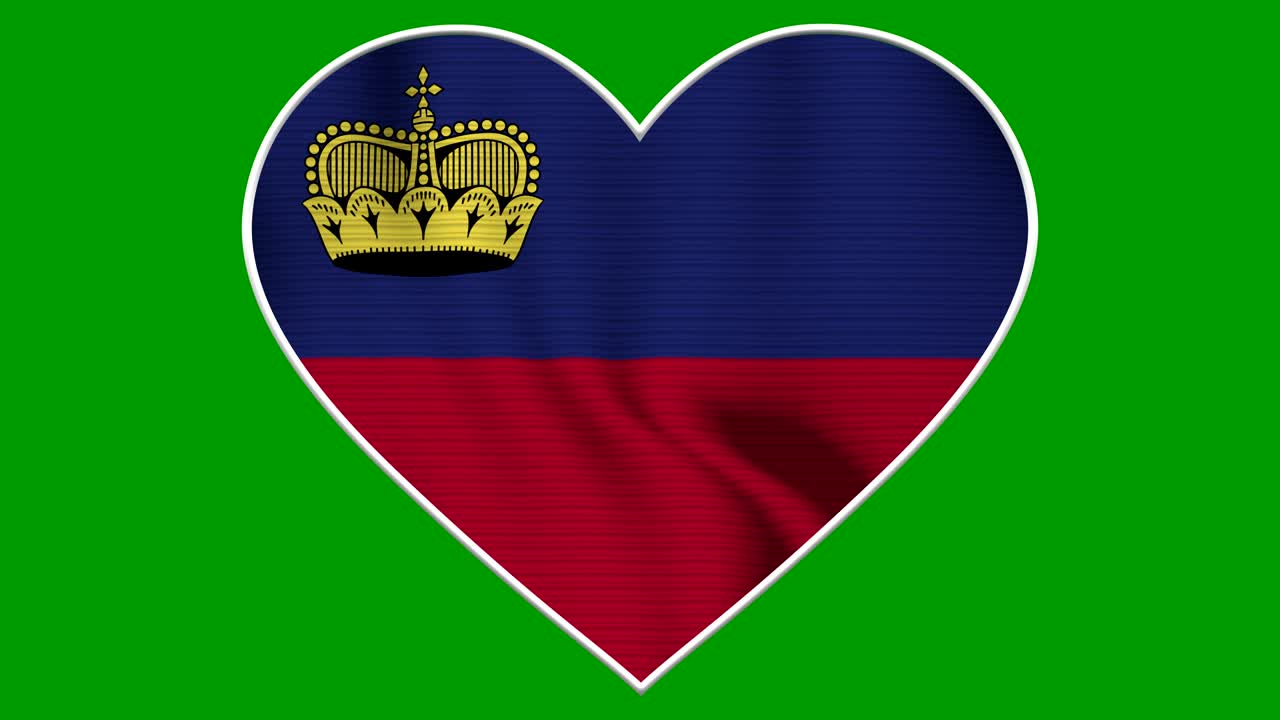 Liechtenstein Heart Love Flag Loop - Realistic 4K flag waving in the wind