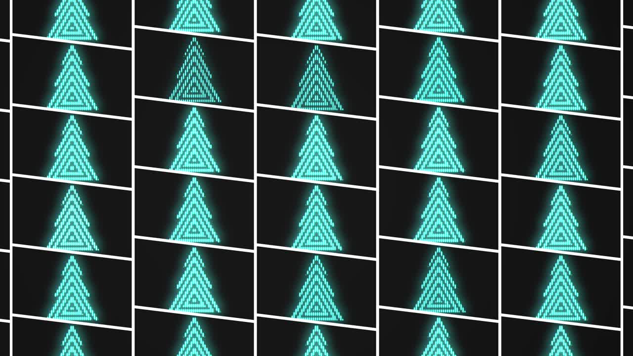 Modern green Christmas trees pattern with neon light