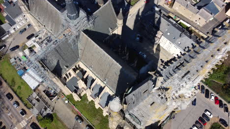 aerial view of a church under renovation
