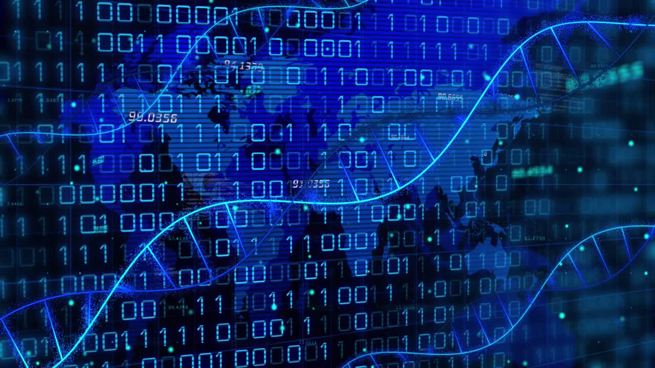 animación del procesamiento de datos médicos sobre un fondo oscuro