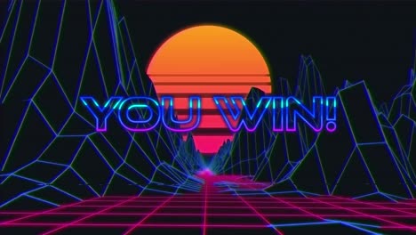 animación pantalla de videojuegos vintage con las palabras que gana escrito
