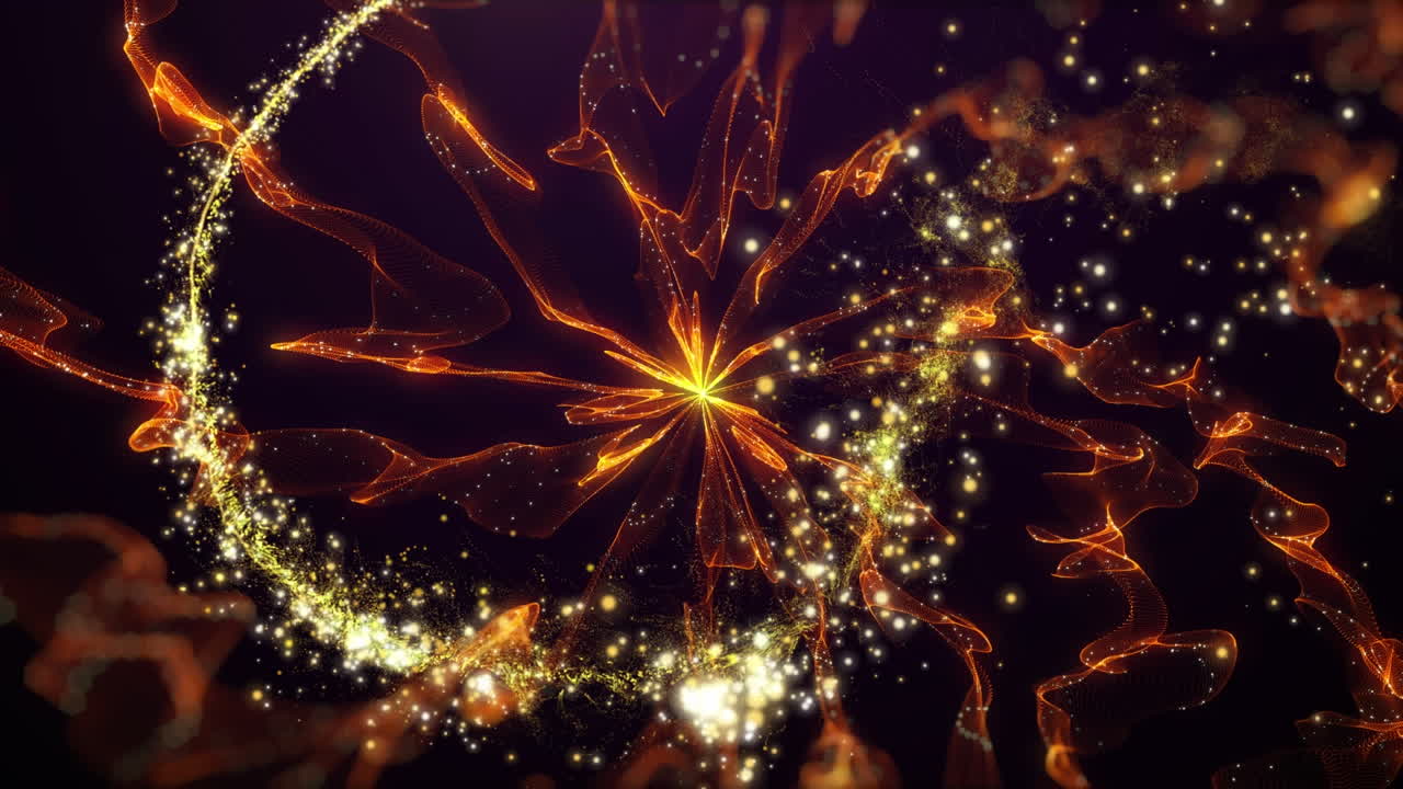 анимация движущейся оранжевой энергии и огней