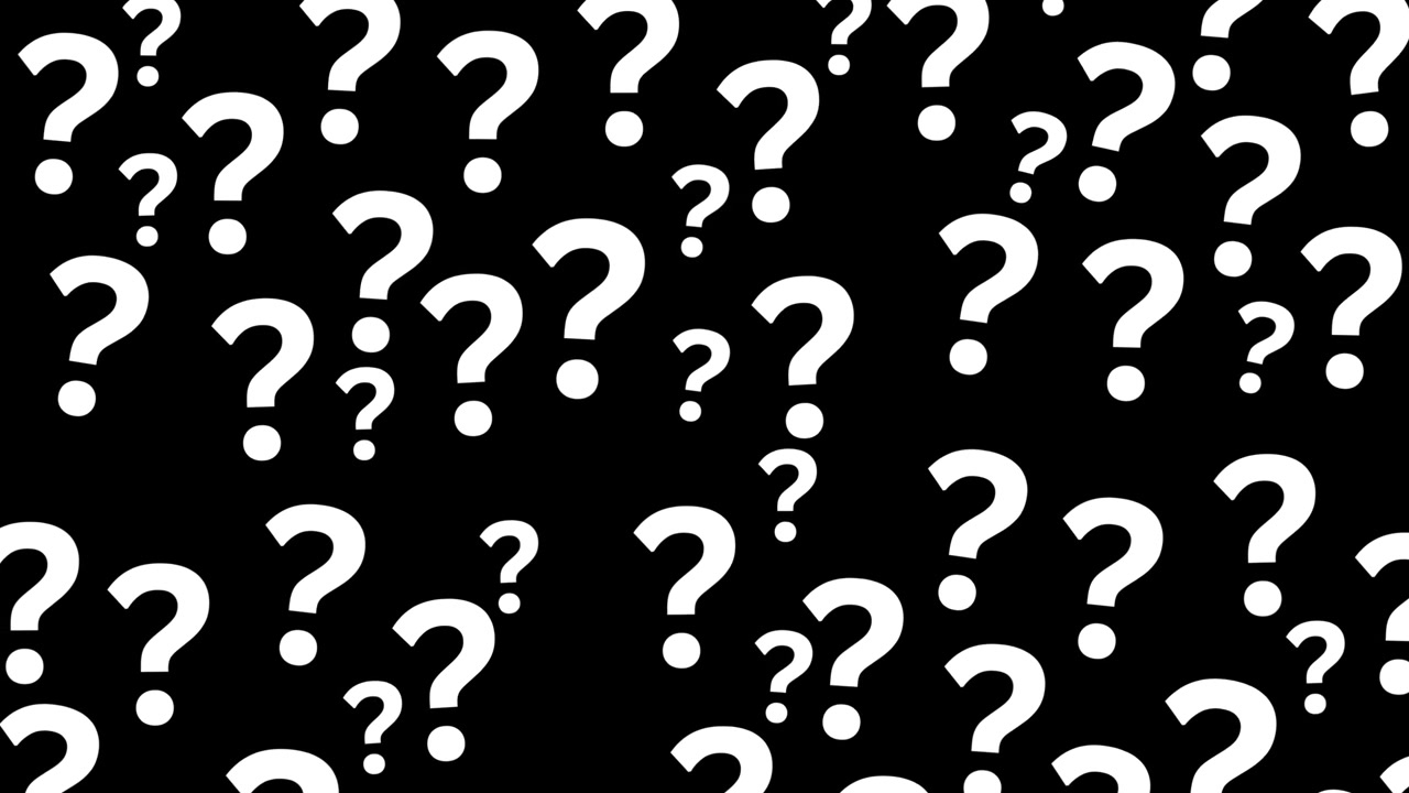 Kinetic animated animation moving question marks questioning black background