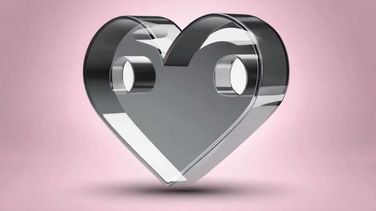 3D Rendered Glass Heart with Metal Outline