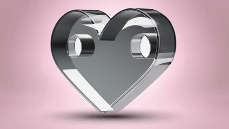 3d rendered glass heart with metal outline