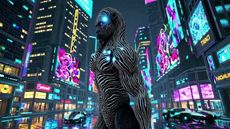 cyberpunk gorilla in a neon city
