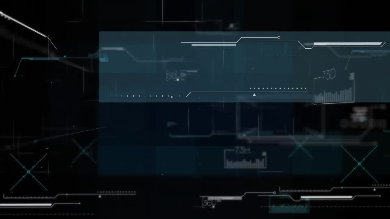 Animation of data processing on black background