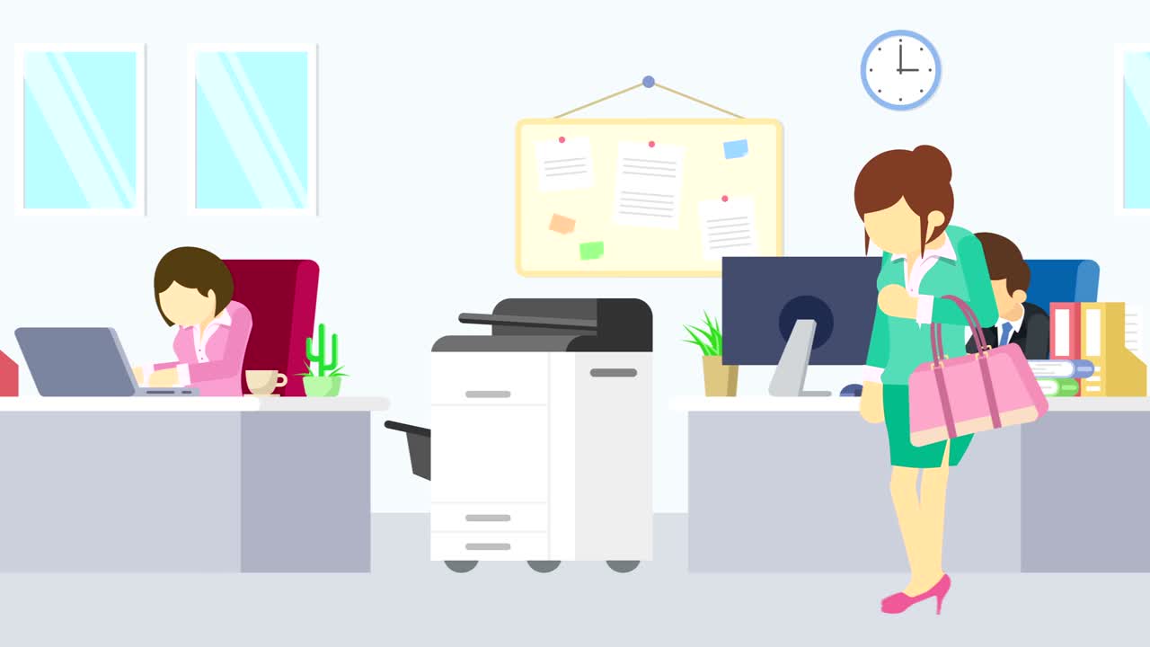 Business team is working. Business communication concept. Loop illustration in flat style.