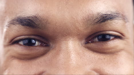 closeup, eyes and man with wink