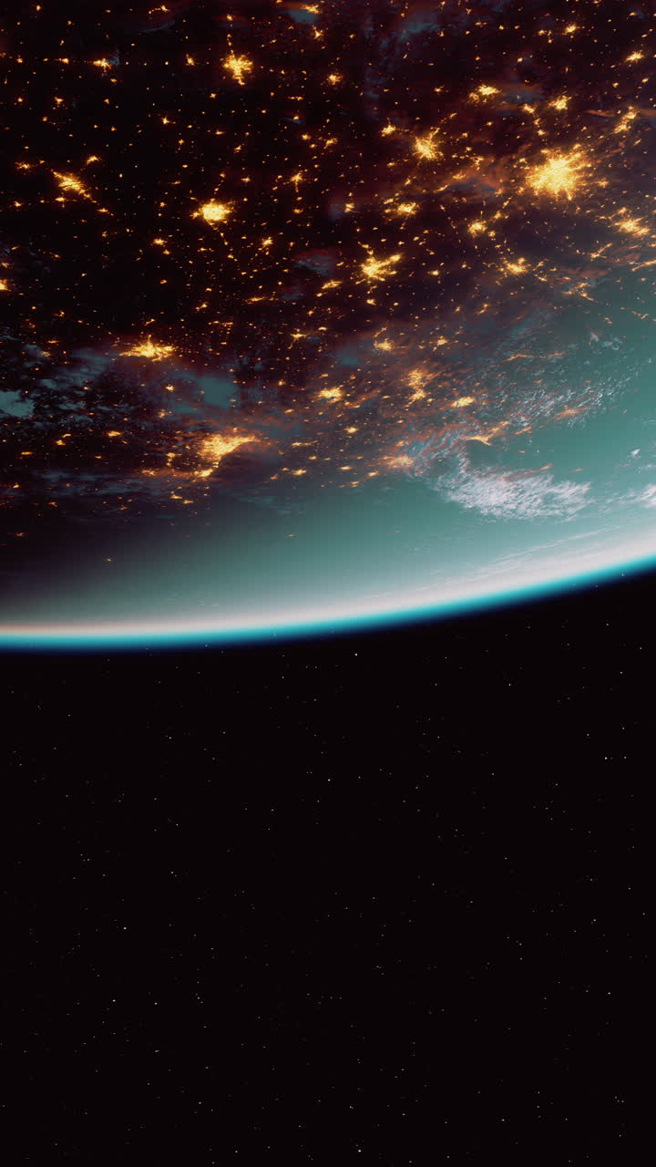 la tierra desde el espacio por la noche