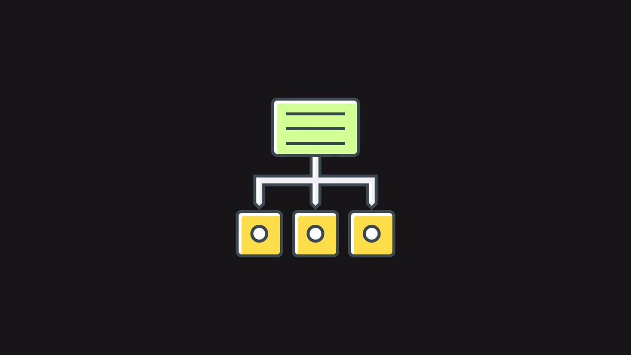 Animated Flowchart Icon Representing Data Hierarchy and Organization