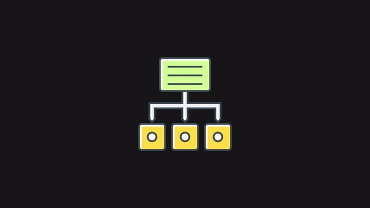 Animeret flowdiagramikon, der repræsenterer datahierarki og organisering