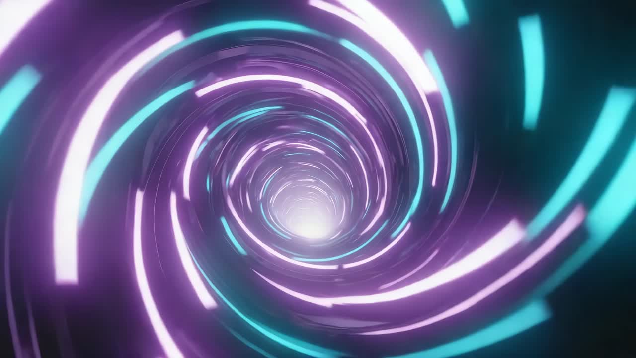Abstract Neon Light Swirling Tunnel