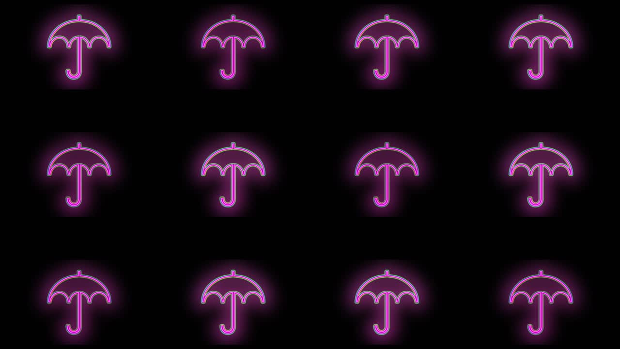 patrón de paraguas rosa neón pulsante en filas 9
