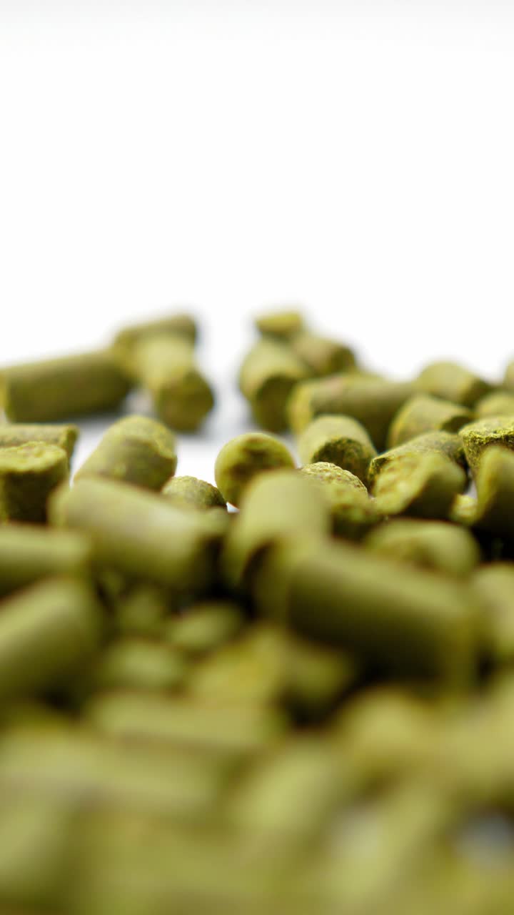 Close up of dried hop pellets