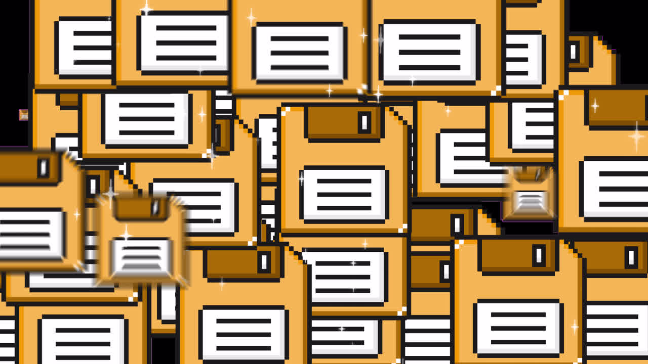 Pop up Pixe Floppy disc Transitions. 1080p - 30 fps - Alpha Channel (8).mov