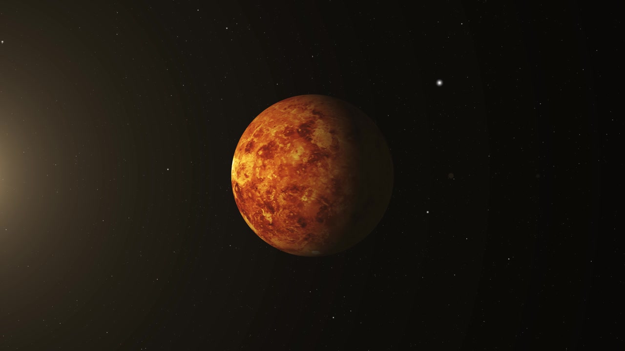 Realistische Venus-Umlaufbahn mit atmosphärischem Leuchten
